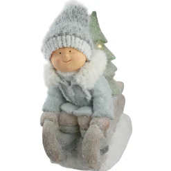 Clearance Lighted Boy on a Sled with Tree Christmas Decoration - 15