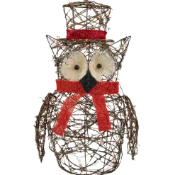 Best Lighted Glitter Rattan Owl Outdoor Christmas Decoration - 21" - Clear Lights Animals