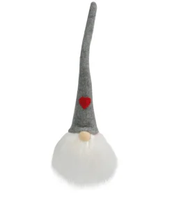 Online Lighted Gnome with Heart Hat Christmas Figure - 13" - Gray Gnomes