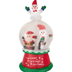 Hot Lighted Inflatable Santa and Friends Snow Globe Outdoor Christmas Decoration - 6.75' Inflatable