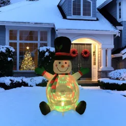 Best Lighted Inflatable Snowman with Top Hat Outdoor Christmas Decoration - 4' Inflatable