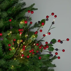 Discount Lighted Mixed Berry Pinecone Christmas Spray - 24" - Warm White - Set of 3 Sprays, Picks & Branches