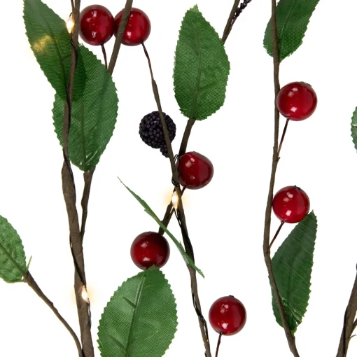 Discount Lighted Mixed Berry Pinecone Christmas Spray - 24" - Warm White - Set of 3 Sprays, Picks & Branches