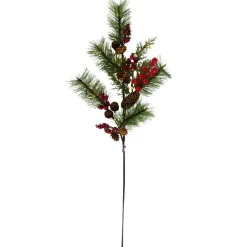 Hot Lighted Pinecone, Berry and Pine Christmas Spray - 27" - Warm White Sprays, Picks & Branches