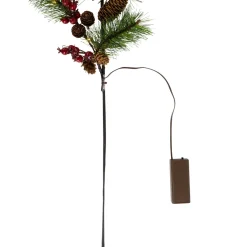 Hot Lighted Pinecone, Berry and Pine Christmas Spray - 27