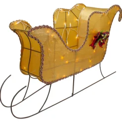 Sale Lighted Shiny Sleigh Outdoor Christmas Decoration - 36" - Gold - Clear Lights Trains