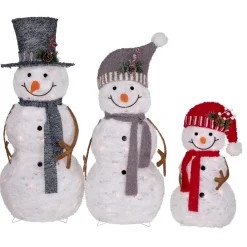 Best Lighted Snowman Family Outdoor Christmas Decoration - 39.5" - Warm White - Set of 3 Snowmen