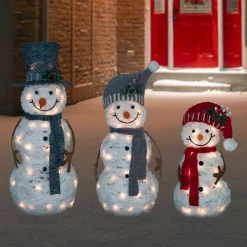 Best Lighted Snowman Family Outdoor Christmas Decoration - 39.5" - Warm White - Set of 3 Snowmen