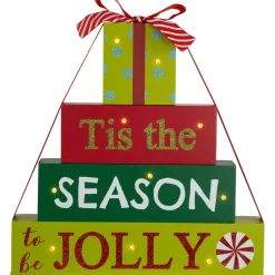 Sale Lighted "Tis The Season To Be Jolly" Christmas Decoration - 11.75" Wall