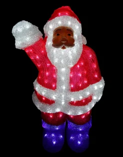 Lighted Waving Santa Claus Commercial Grade Acrylic Christmas Display Decoration - 2' Santa Claus
