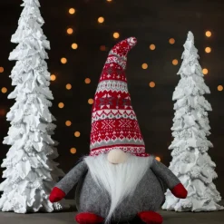Online Lodge-Style Plush Gnome Christmas Figure - 17" - Red, Gray, and White Gnomes