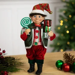 Online Lollipop Elf with Gifts Christmas Figure - 12" Elves & Fairies