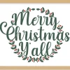 Hot Merry Christmas Y'all 17.5" x 21.5" Framed Christmas Wall Decor Art Print Sign Poster in a Natural Wooden Frame with UV Acrylic and Hangers Wall