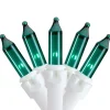 Hot Mini Christmas Light Set - Teal - 17.25' White Wire - 50ct Incandescent