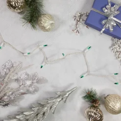 Hot Mini Christmas Light Set - Teal - 17.25' White Wire - 50ct Incandescent