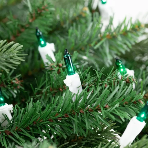 Hot Mini Christmas Light Set - Teal - 17.25' White Wire - 50ct Incandescent