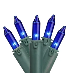 Hot Mini Commercial Christmas Light Set - Blue - 100ct - 45.5' Green Wire Commercial