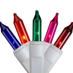 Best Mini Icicle Christmas Lights - Multi-Color - 9.5' White Wire - 300ct Icicles