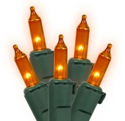 Online Mini Incandescent Net Style Christmas Lights - Orange - 4' x 6' - Green Wire Net Lights