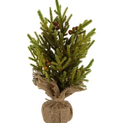 Discount Mini Pine with Berries Artificial Christmas Tree in Burlap Base - 12" - Unlit Unlit