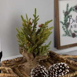 Discount Mini Pine with Berries Artificial Christmas Tree in Burlap Base - 12" - Unlit Unlit