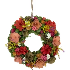 Discount Mixed Floral Artificial Wooden Spring Wreath - 12.5" Unlit