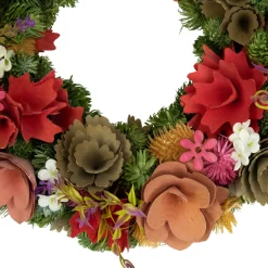 Discount Mixed Floral Artificial Wooden Spring Wreath - 12.5