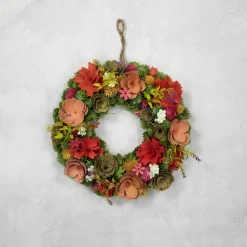 Discount Mixed Floral Artificial Wooden Spring Wreath - 12.5