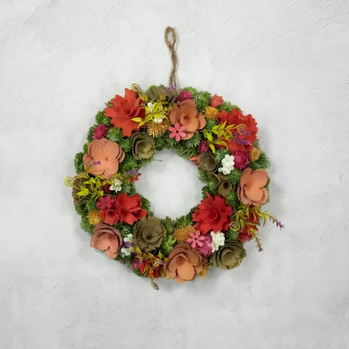 Discount Mixed Floral Artificial Wooden Spring Wreath - 12.5" Unlit