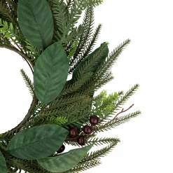 Sale Mixed Foliage with Berries Artificial Christmas Wreath, 20-Inch, Unlit Unlit