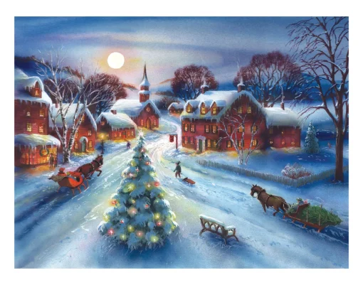 Sale Moonlit Sleighride Winter Scene Wall Decor Art Print Wall