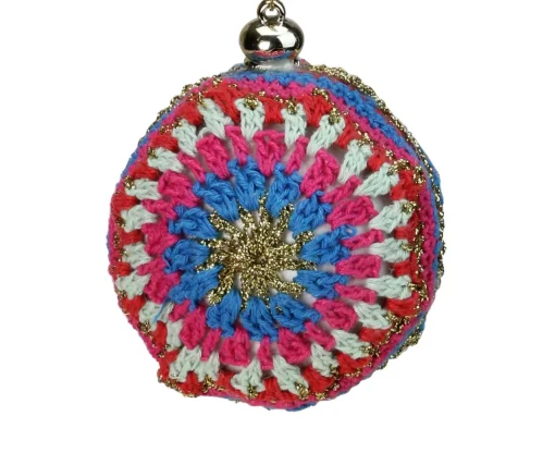 Sale Multi-Color Knit Christmas Disc Ornament 4" (100mm) Disk Ornaments