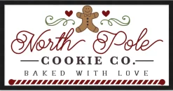 Sale North Pole Cookie Company Gingerbread 11.5" x 21.5" Framed Christmas Wall Decor Sign Poster in a Black Wooden Frame with UV Acrylic and Hangers Wall