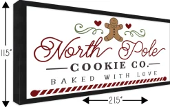 Sale North Pole Cookie Company Gingerbread 11.5" x 21.5" Framed Christmas Wall Decor Sign Poster in a Black Wooden Frame with UV Acrylic and Hangers Wall