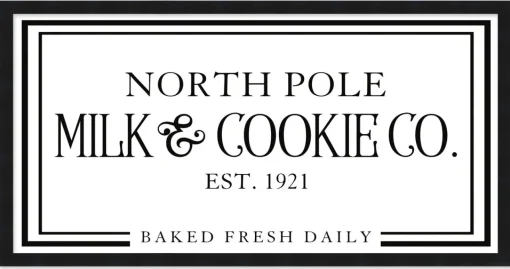 North Pole Milk and Cookie Company 11.5" x 21.5" Framed Christmas Wall Decor Sign Poster in a Black Wooden Frame with UV Acrylic and Hangers Wall