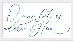 Discount O Come Let Us Adore Him 11.5" x 21.5" Framed Christmas Wall Decor Art Print Sign Poster in a Natural Wooden Frame with UV Acrylic and Hangers Wall