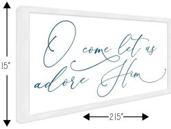 Discount O Come Let Us Adore Him 11.5" x 21.5" Framed Christmas Wall Decor Art Print Sign Poster in a Natural Wooden Frame with UV Acrylic and Hangers Wall