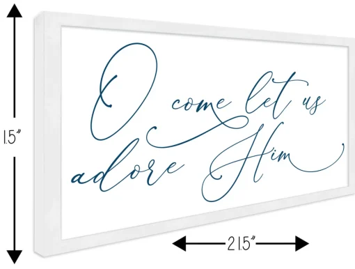 Discount O Come Let Us Adore Him 11.5" x 21.5" Framed Christmas Wall Decor Art Print Sign Poster in a Natural Wooden Frame with UV Acrylic and Hangers Wall