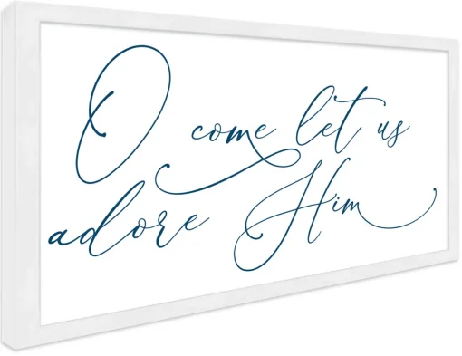 Discount O Come Let Us Adore Him 11.5" x 21.5" Framed Christmas Wall Decor Art Print Sign Poster in a Natural Wooden Frame with UV Acrylic and Hangers Wall