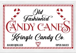 Best Old Fashioned Candy Canes Kringle Candy Co 13.5" x 19.5" Framed Christmas Wall Decor Sign Poster in a Natural Wooden Frame with UV Acrylic Wall