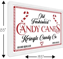 Best Old Fashioned Candy Canes Kringle Candy Co 13.5" x 19.5" Framed Christmas Wall Decor Sign Poster in a Natural Wooden Frame with UV Acrylic Wall