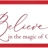 Outlet Oversize Believe in the Magic of Christmas 19" x 43.5" Framed Christmas Wall Decor Sign Poster in a Red Wooden Frame with UV Acrylic and Hangers Wall