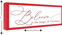Outlet Oversize Believe in the Magic of Christmas 19" x 43.5" Framed Christmas Wall Decor Sign Poster in a Red Wooden Frame with UV Acrylic and Hangers Wall