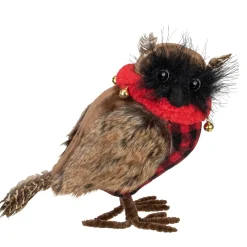 Sale Owl with Buffalo Plaid Vest and Jingle BellsChristmas Figure - 10" Animals