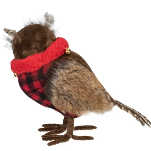 Sale Owl with Buffalo Plaid Vest and Jingle BellsChristmas Figure - 10" Animals