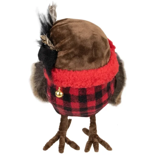 Sale Owl with Buffalo Plaid Vest and Jingle BellsChristmas Figure - 10" Animals