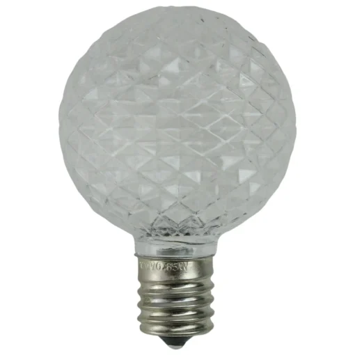 Clearance Pack of 25 Faceted LED G50 Clear Christmas Replacement Bulbs Replacement Bulbs