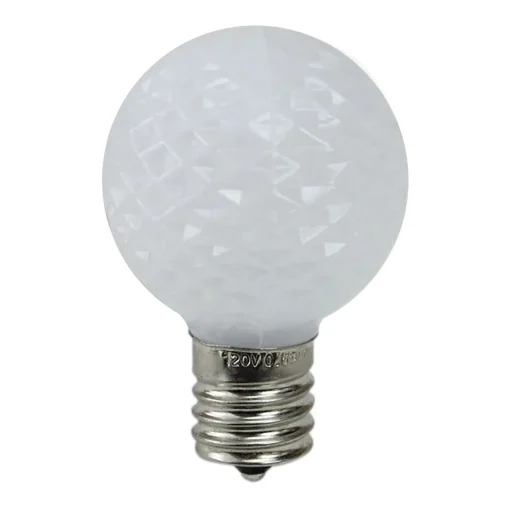 Pack of 25 Faceted LED G40 Pure White Christmas Replacement Bulbs Replacement Bulbs