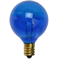 Pack of 25 Incandescent Blue G40 Globe Christmas Replacement Light Bulbs - 7 Watts Replacement Bulbs