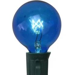Pack of 25 Incandescent Blue G40 Globe Christmas Replacement Light Bulbs - 7 Watts Replacement Bulbs